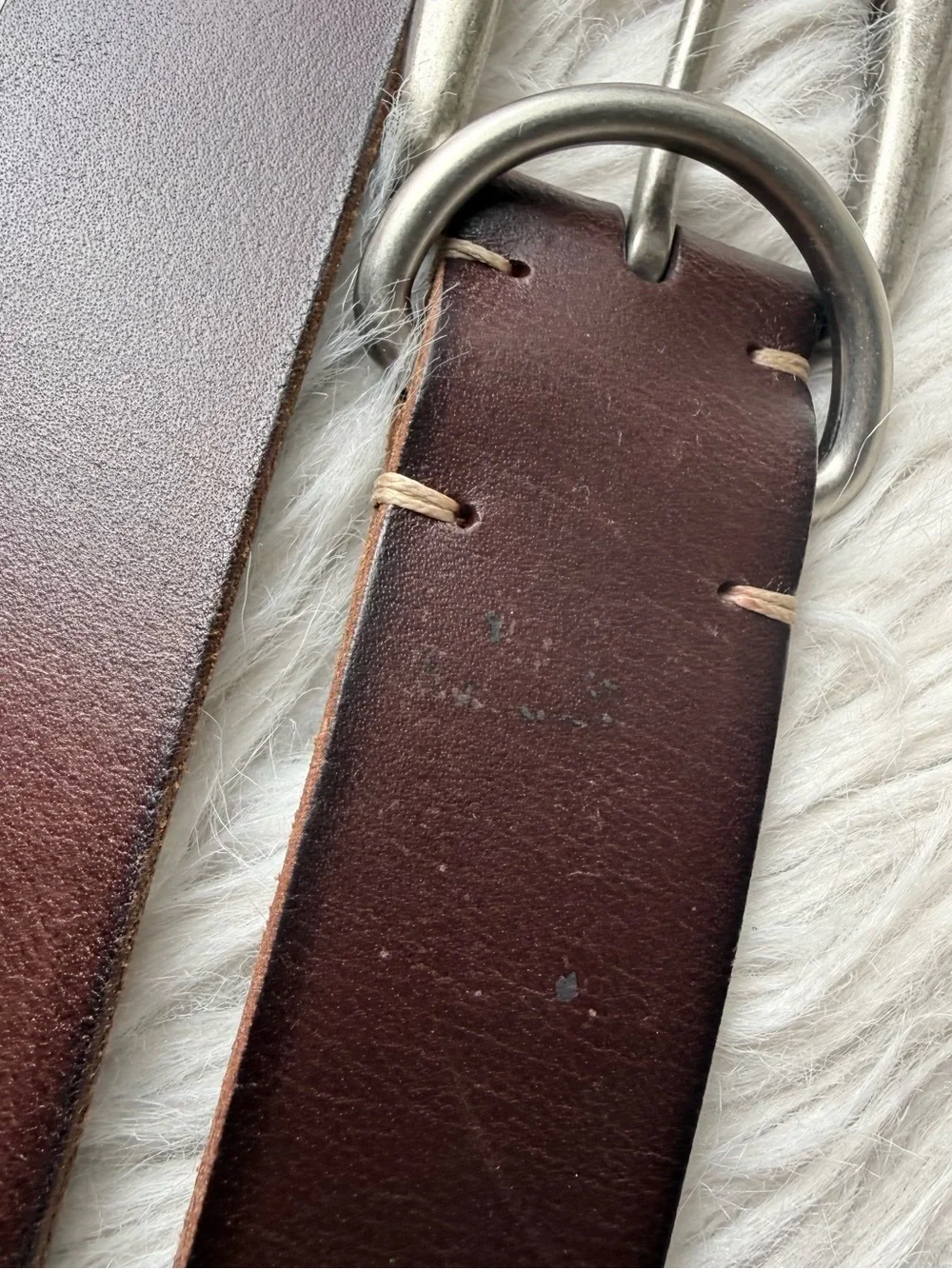 Lucky Brand Brown Leather D-Ring Belt Size 38 Western Cowboy Silver Tone NWT